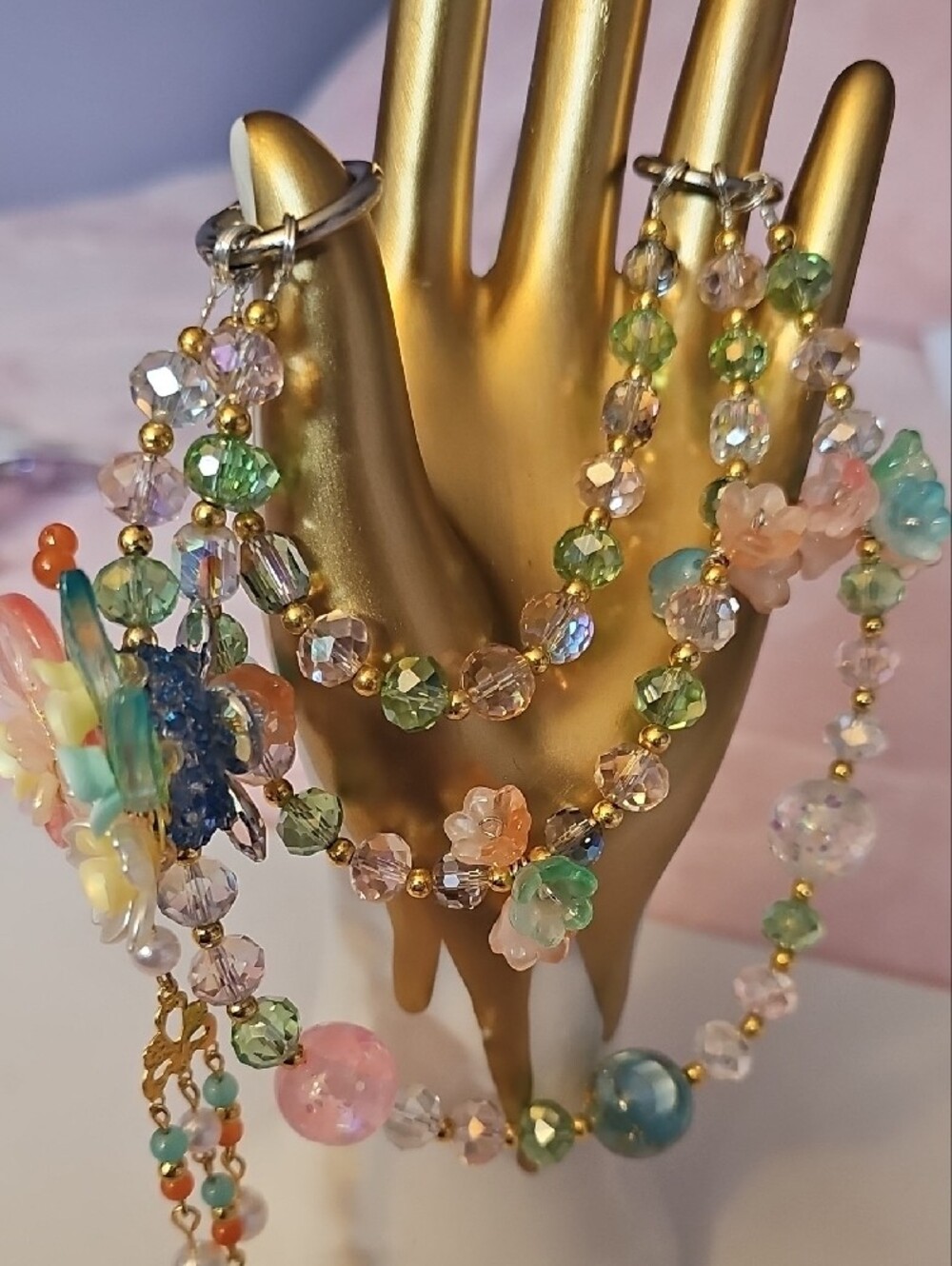 CHARMS: Floral Pastel Dangle Purse Charm - Picture 2 of 4